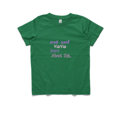 Wait until YiaYia hears about this' Kids' Tee! Unique Greek gift for a boy or a girl.  Thumbnail