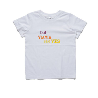 'But YiaYia said YES' Kids Tee! Unique Greek gift for a boy or a girl.  Thumbnail