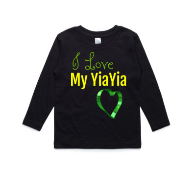 "I Love My YiaYia' - Kids Long Sleeve Tee - Unique Greek gift for a boy or a girl.  Thumbnail