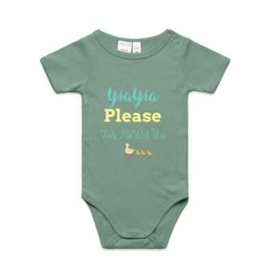"YiaYia Please Take Me With You" - Onesie! Unique Greek gift for a boy or a girl. Thumbnail